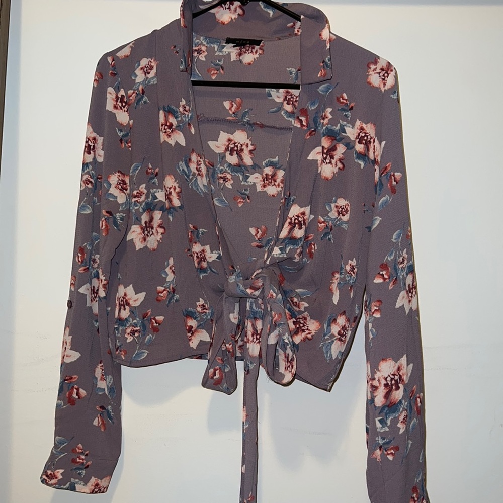 Purple flower tie top